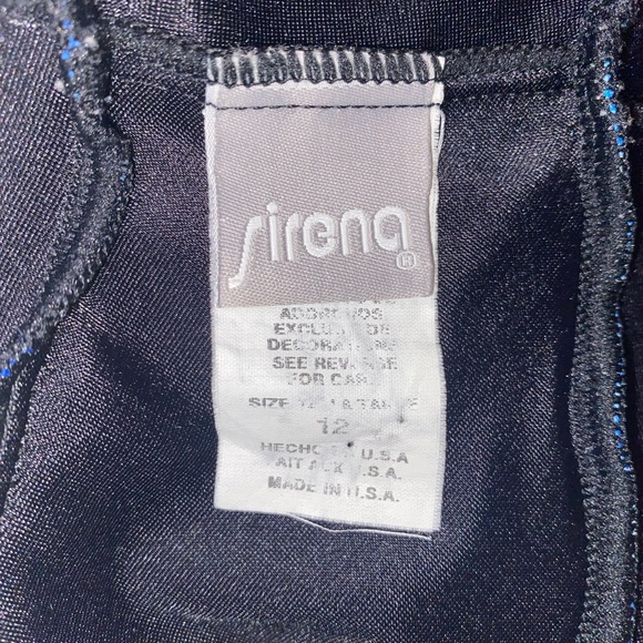 SIRENA Vintage Ruffled Tiers Swimsuit Bathing Suit Tropical Floral BLU BLK SZ 12 - Picture 4 of 8